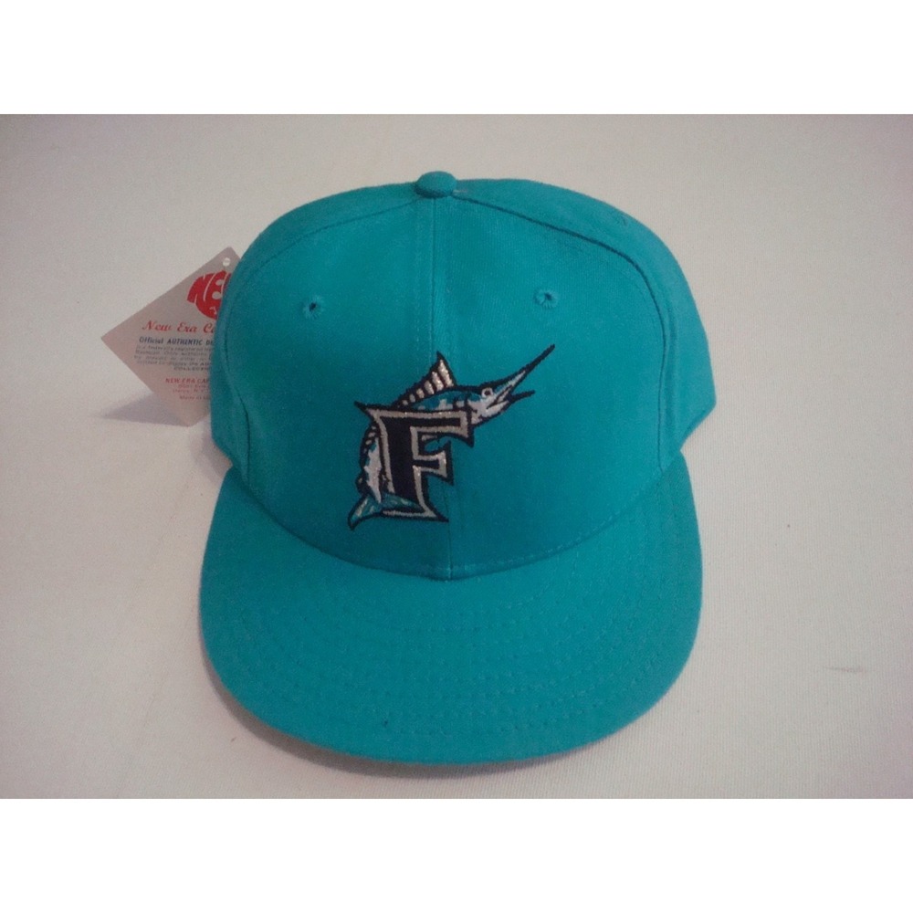 FLORIDA‎ MARLINS NEW ERA DIAMOND  FITTED 7 1/8 90S   HAT CAP VINTAGE W4